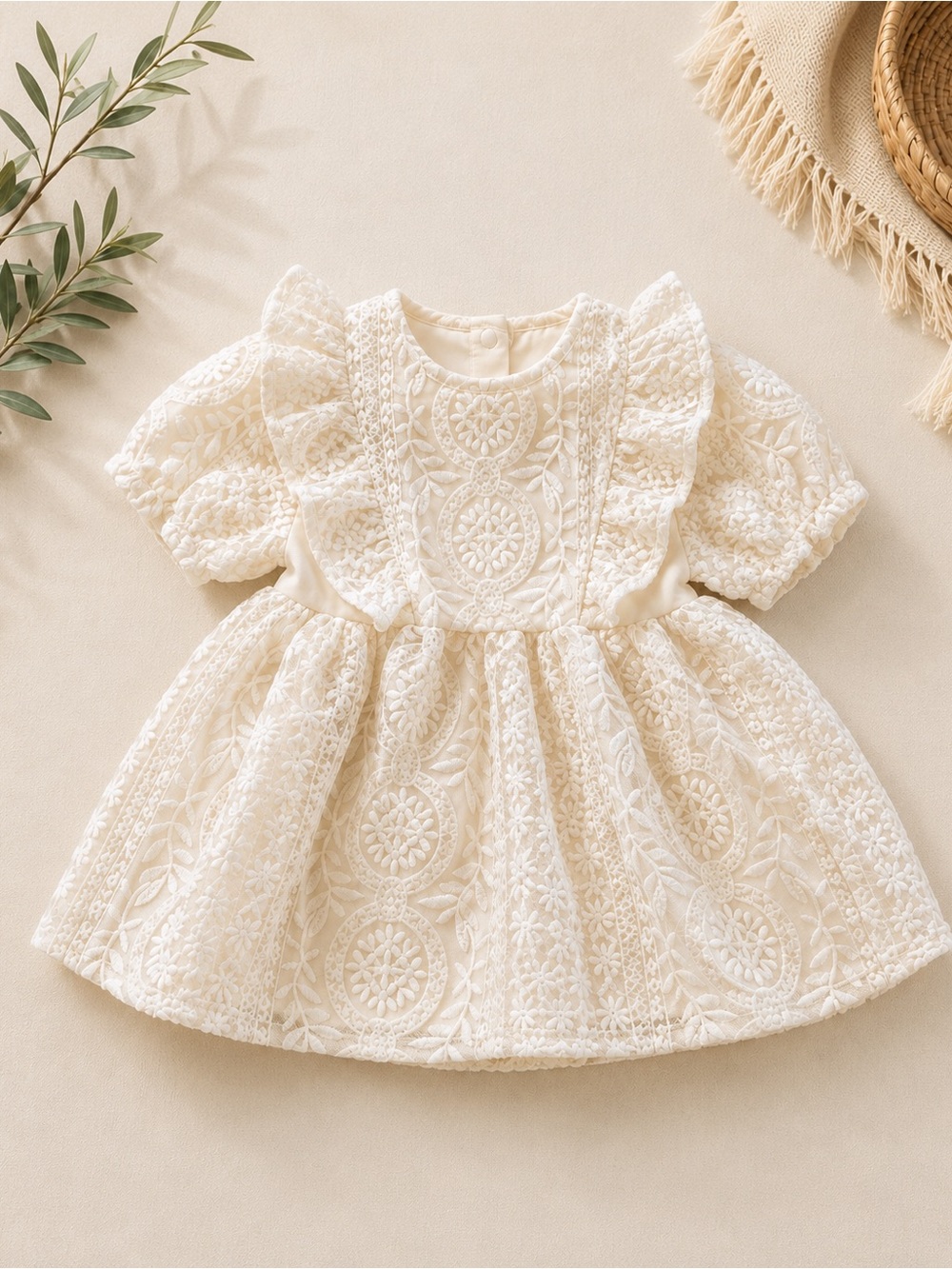 Baby Girls White Lace Embroidered Dress 9-12M